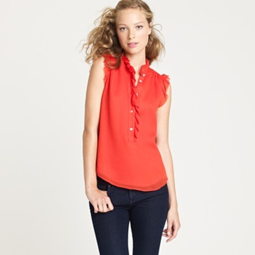 J. Crew Natasha Red Silk Blouse Tank Top